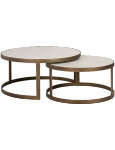 Set dvou béžových dubových konferenčních stolků Richmond Whitebone 91,5/74 cm