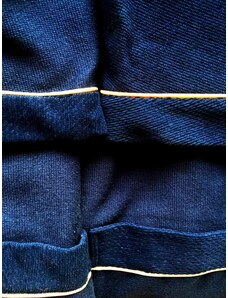 MaryBerry Dámský / pánský modrý župan s výšivkou: Royal in Blue – Golden Edition