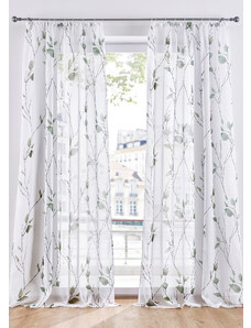 bonprix Transparentní záclona s květovým vzorem (1 ks) Zelená