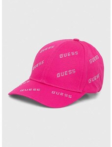 Bavlněná baseballová čepice Guess fialová barva, s aplikací, V4RZ03 WFKN0