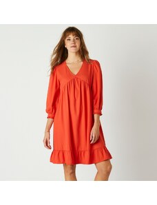 Blancheporte Jednobarevné rovné šaty se 3/4 rukávy, krep oranžová 38