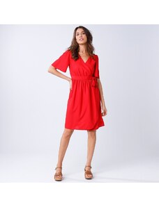Blancheporte Jednobarevné zavinovací šaty červená 52