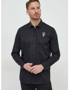Košile Karl Lagerfeld pánská, černá barva, regular, s klasickým límcem