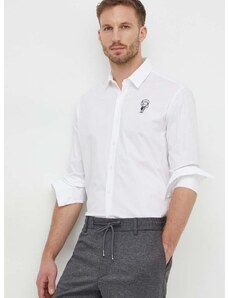 Košile Karl Lagerfeld pánská, bílá barva, regular, s klasickým límcem