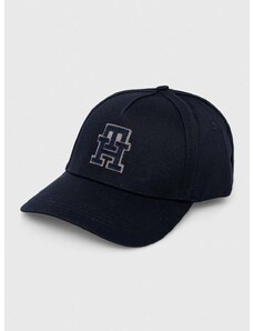 Bavlněná baseballová čepice Tommy Hilfiger tmavomodrá barva, s aplikací, AM0AM12040