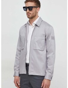 Košile Calvin Klein pánská, šedá barva, relaxed, s klasickým límcem, K10K112356