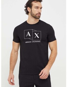 Bavlněné tričko Armani Exchange černá barva, s potiskem, 3DZTAD ZJ9AZ