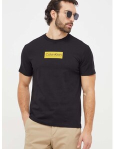 Bavlněné tričko Calvin Klein černá barva, s aplikací, K10K112403