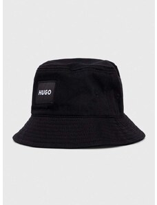 Bavlněná čepice HUGO černá barva