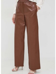 Kalhoty Weekend Max Mara dámské, hnědá barva, jednoduché, high waist