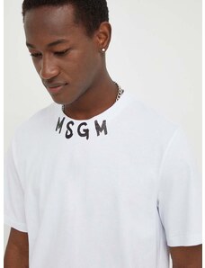 Bavlněné tričko MSGM bílá barva, s potiskem, 3640MM118.247002