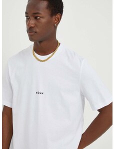 Bavlněné tričko MSGM bílá barva, s potiskem, 3640MM550.247002