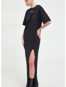 Bavlněné šaty MSGM černá barva, maxi, oversize, 3641MDA83.247002