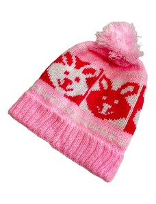 BAZAR-Dětská zimní čepice sv.růžová - zajíček
