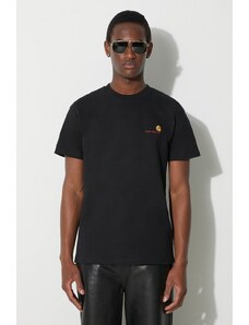Bavlněné tričko Carhartt WIP S/S American Script T-Shirt černá barva, s aplikací, I029956.89XX