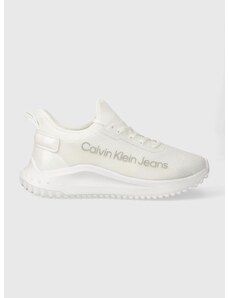 Sneakers boty Calvin Klein Jeans EVA RUN SLIPON LACE MIX LUM WN bílá barva, YW0YW01303