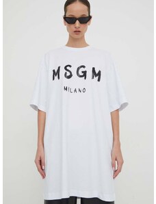 Bavlněné šaty MSGM bílá barva, mini, oversize