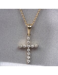 Zlatý náhrdelník s diamantovým křížkem Planet Shop