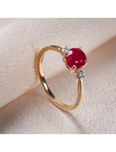 Diamantový prsten s rubínem ze 14kt zlata Planet Shop