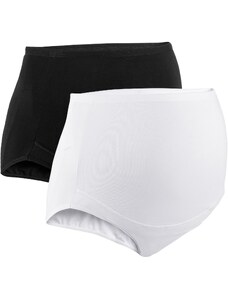 bonprix Těhotenské kalhotky nad bříško (2 ks v balení), s organickou bavlnou Bílá