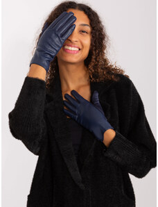 Fashionhunters Tmavě modré elegantní rukavice s eko kůží
