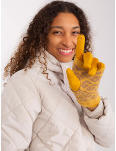 Fashionhunters Tmavě žluté dvoudílné dotykové rukavice