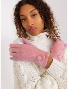 Fashionhunters Světle růžové dámské rukavice s knoflíkem