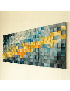 MADU Dřevěný obraz mozaika Mořský drak 120x48cm