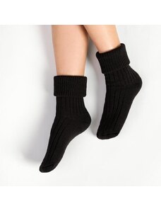 Steven Pletené spací ponožky 067 černé s vlnou