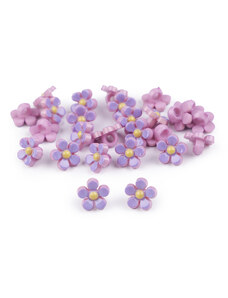 Plastové knoflíky / korálky květ Ø11 mm, fialová lila, 20 ks
