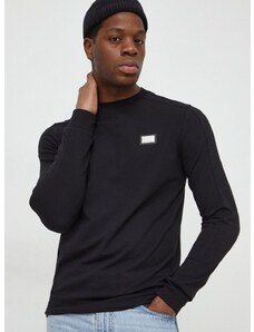 Tričko s dlouhým rukávem Karl Lagerfeld černá barva, s aplikací