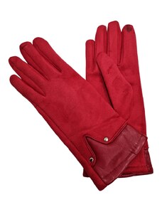 ITALSKÁ MÓDA Červené elegantní rukavice s vložkou z eko kůže
