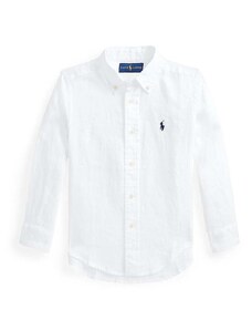 Dětská lněná košile Polo Ralph Lauren bílá barva