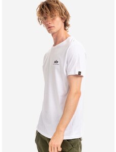 Bavlněné tričko Alpha Industries Backprint T 128507 09 bílá barva, s potiskem, 128507.09-white