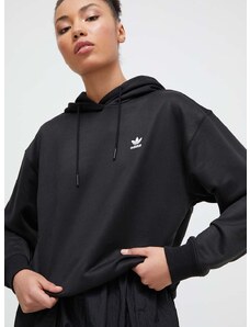 Mikina adidas Originals dámská, černá barva, s kapucí, hladká, IU2421