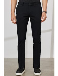 ALTINYILDIZ CLASSICS Men's Black Slim Fit Slim Fit Trousers with Side Pockets, Cotton Flexible Dobby Pants.