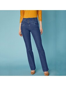 Blancheporte Bootcut džíny s vysokým pasem, vnitř. délka nohavic 78 cm tmavě modrá 42