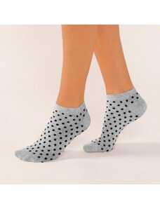 Blancheporte Sada 5 párů kotníkových ponožek s puntíky šedá/černá 35-38