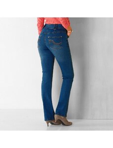 Blancheporte Rovné džíny s vysokým pasem, pro malou postavu modrá 38