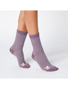 Blancheporte Sada 3 párů pruhovaných ponožek se zvířecím motivem šedá/růžová 35-38