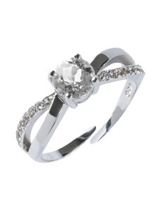 Blancheporte Nastavitelný stříbrný prsten s křišťály a kulatým kamínkem stříbrná