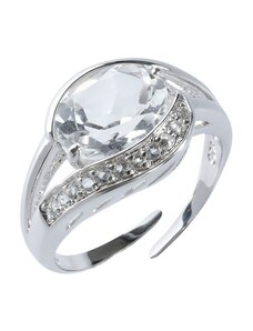 Blancheporte Nastavitelný stříbrný prsten s křišťály a oválným kamínkem stříbrná