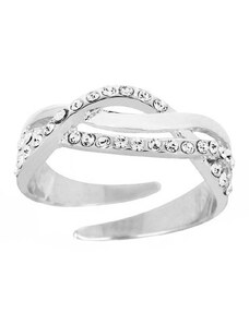Blancheporte Stříbrný splétaný prsten s křišťály uni