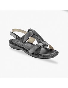 Blancheporte Dvoubarevné kožené sandály černá/stříbřitá 36