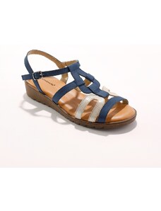 Blancheporte Kožené sandály na klínku, ze 2 materiálů modrá 37