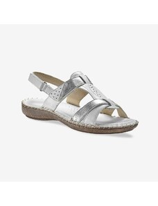 Blancheporte Dvoubarevné kožené sandály, bílé bílá/stříbřitá 37