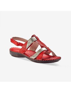 Blancheporte Dvoubarevné kožené sandály červená/zlatá 38