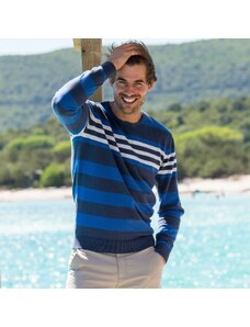 Blancheporte Pruhovaný pulovr s kulatým výstřihem a dlouhými rukávy nám.modrá/modrá 137/146 (4XL)