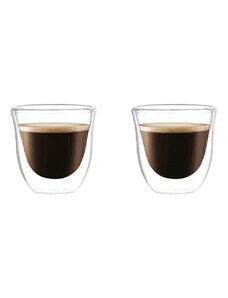 Termohrnky na kávu 70ml z borosilikátového skla, dvojitý dno, sada 2 ks