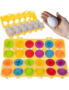 Iso Trade Edukační Puzzle Vajíčka s 12 Různými Tvary, Vícebarevné, Plastové - Rozměry 29,3/10,5/7cm